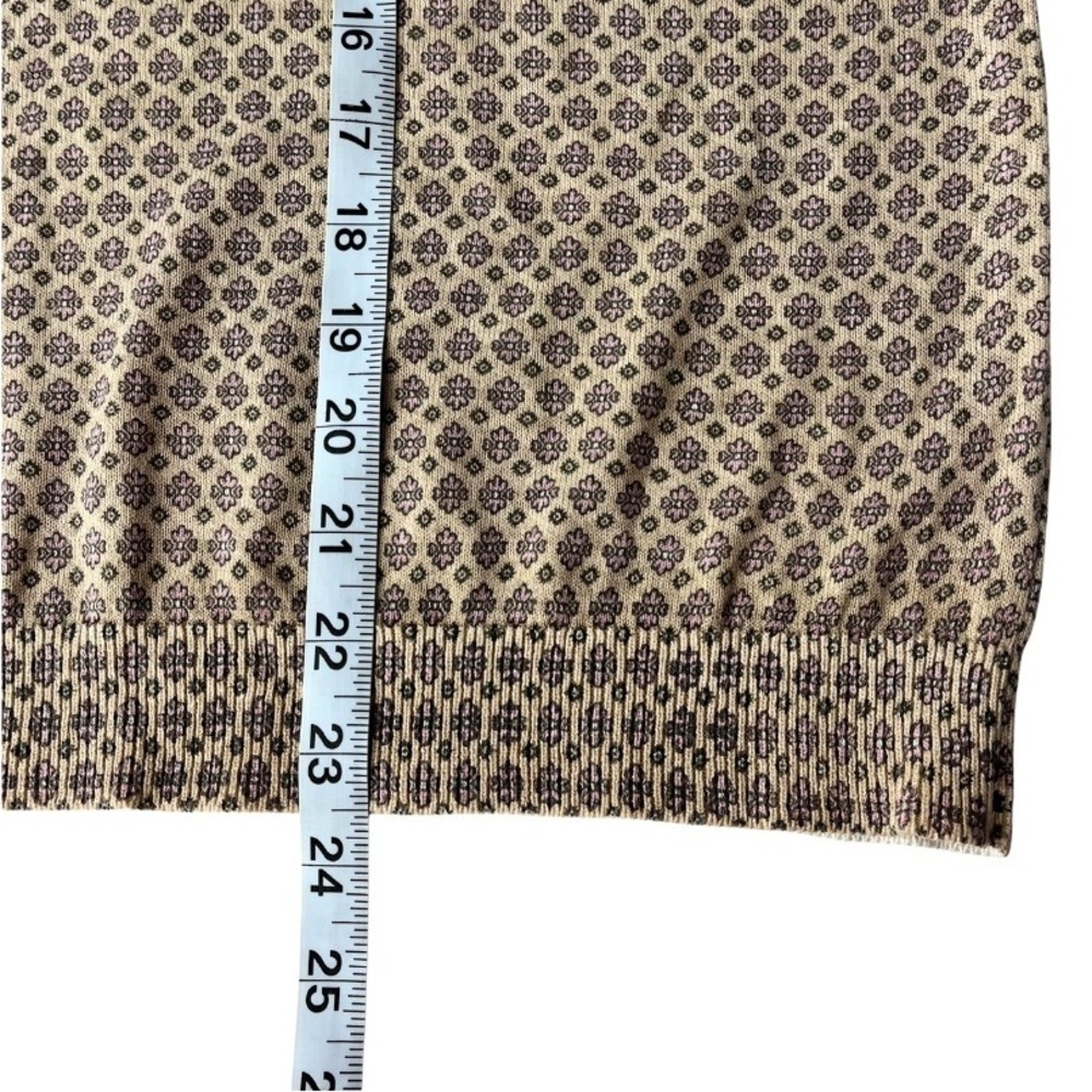 NWT LOFT Floral Fair Isle Sweater M Beige Pink Cotton Silk Blend Soft Pullover‎ - Picture 8 of 8